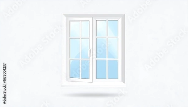 Fototapeta Modern White Window with Blue Sky View.