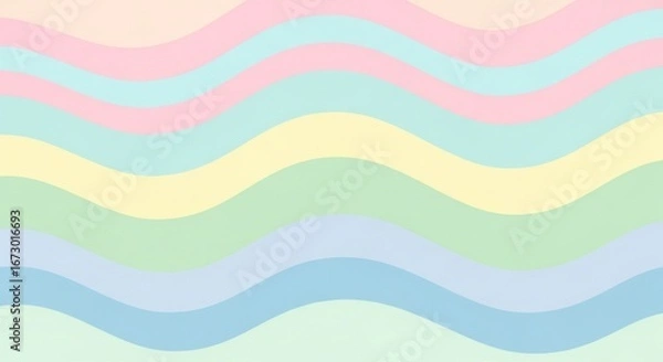 Fototapeta Pastel-colored undulating waves flow horizontally in an abstract pattern with alternating bands of soft hues