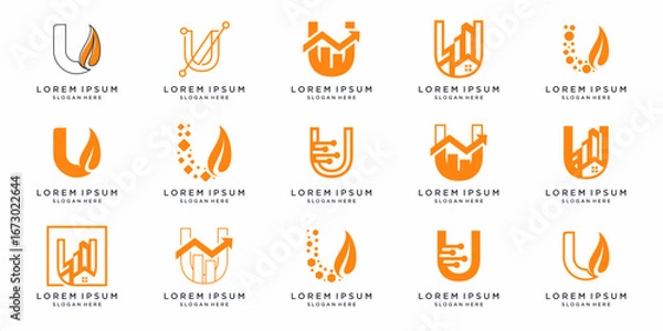 Fototapeta Letter U logo design set