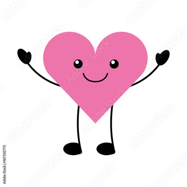 Fototapeta heart love kawaii character vector illustration design