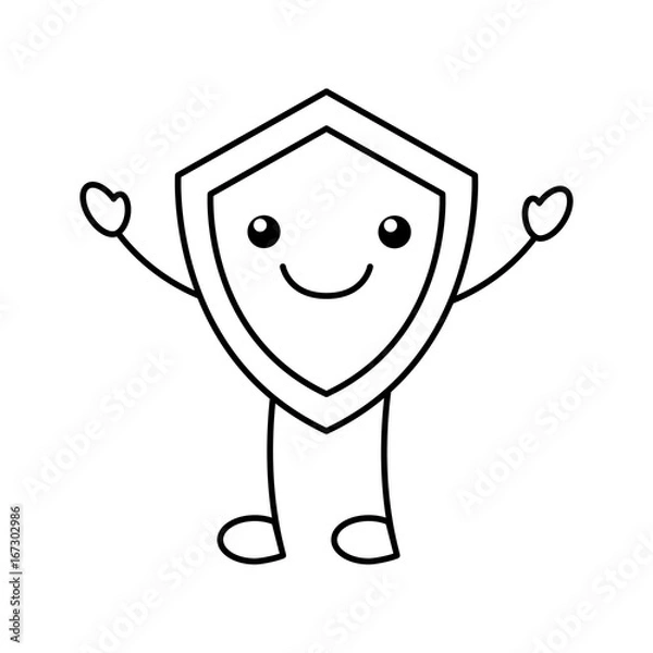Fototapeta shield guard kawaii character vector illustration design