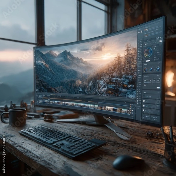 Obraz High Fidelity 4K Landscape on Computer Monitor
