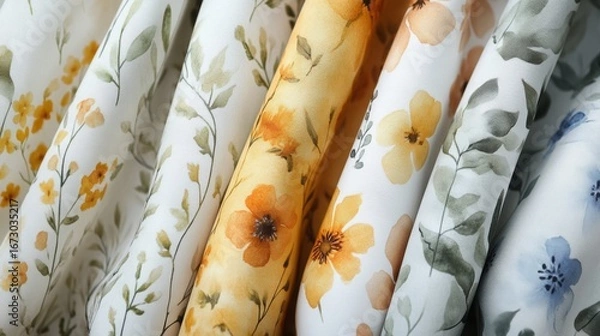 Obraz Seamless Botanical Watercolor Fabric Patterns