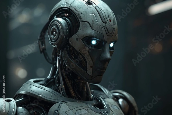 Fototapeta Futuristic Android: Cybernetic Robot with Artificial Intelligence