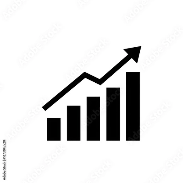 Obraz Growing Business Chart Icon on Transparent Background