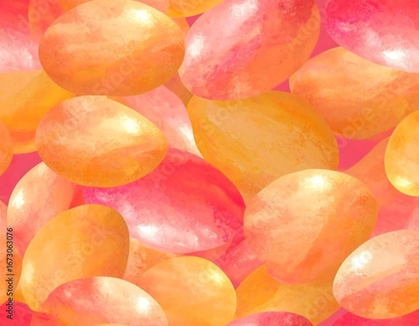 Fototapeta Abstract pattern of oval-shaped, brightly colored stones