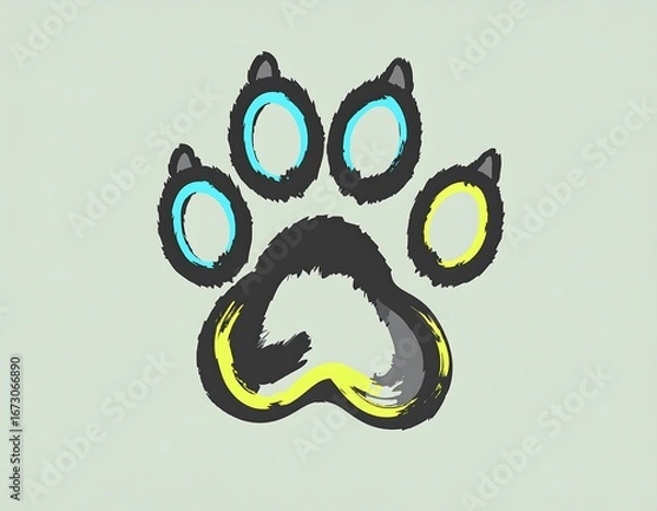 Fototapeta Abstract paw print graphic