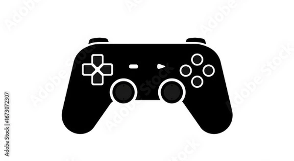 Fototapeta Gaming Controller Icon Black and White Graphic for Digital Entertainment