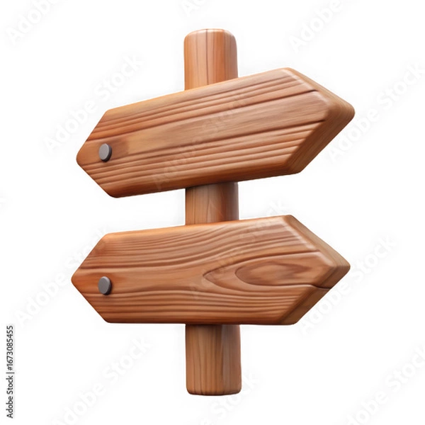 Obraz Rustic wooden directional signpost with two arrows pointing in opposite directions