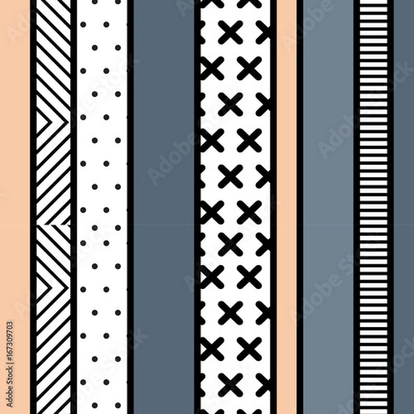 Obraz Memphis collection textured striped seamless pattern 