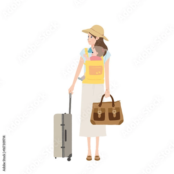 Fototapeta 旅行する　親子のイラスト