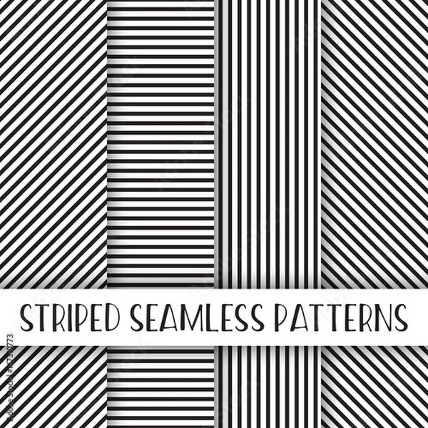 Obraz Memphis collection, black and white striped seamless pattern pack 