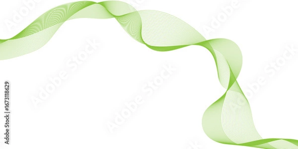 Fototapeta  Green abstract wave line flow isolated on white background, Color flow liquid wave for design brochures, abstract vector green wave melody lines on white background.