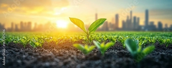 Obraz Green industry concept for eco-friendly, sustainable energy practices. Featuring green factory industries focused on low carbon footprints and protecting the environment through, Generative AI