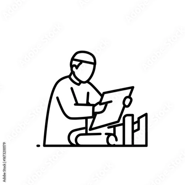 Fototapeta Artist creating artwork at easel with transparent background