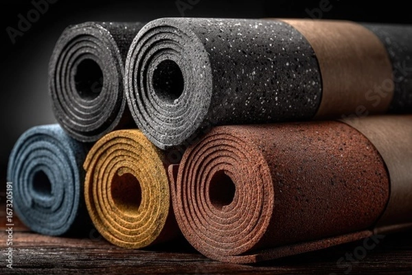 Fototapeta Rolled speckled flooring in assorted colors