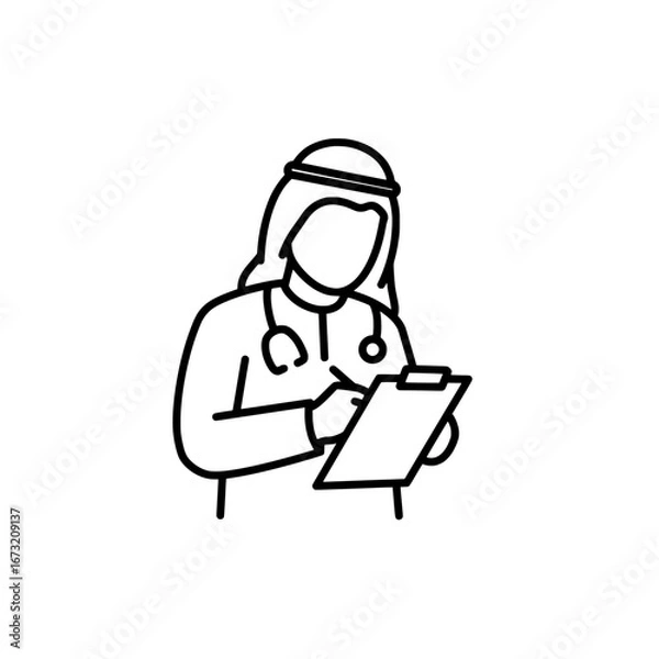 Fototapeta Healthcare worker using tablet with transparent background