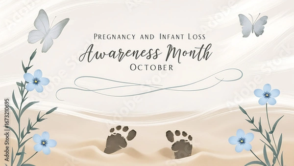 Fototapeta Pregnancy and infant loss awareness month (SIDS) is observed every year in October, to honor and remember those who have lost a child during pregnancy or in infancy. ai generative