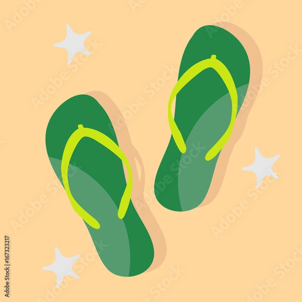 Fototapeta Flat design flip flops. Vector isolated objects