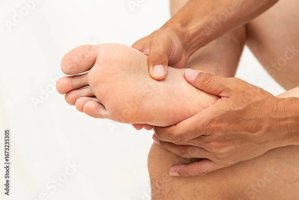 Obraz 男性の足裏　白バック