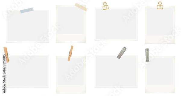 Obraz 写真を入れて使える、背景透明のプリント写真とポラロイド写真のベクターフォトフレーム