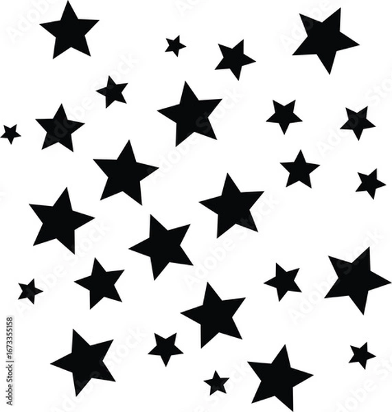 Obraz Star Pattern Vector | Black Star Silhouette Clipart Design