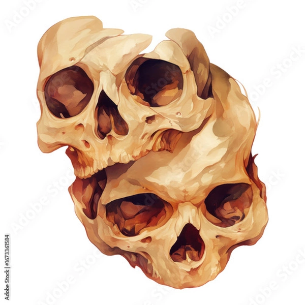 Obraz Eerie artistic representation of human skulls studio digital artwork dark theme close-up macabre concept