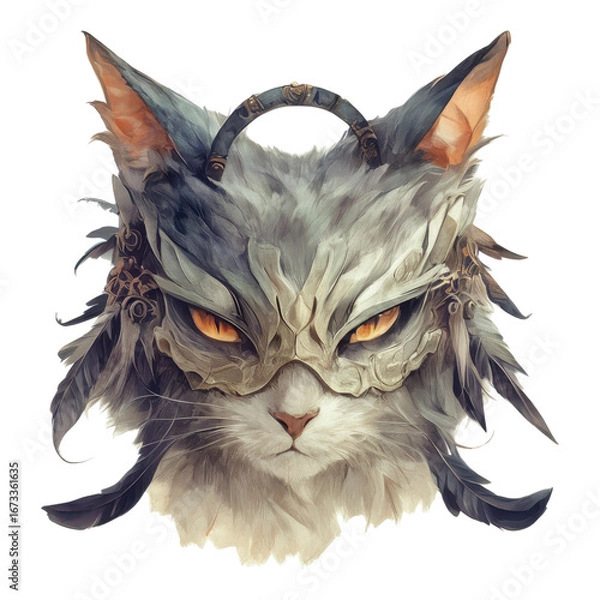 Obraz Mysterious cat character art fantasy realm digital illustration enigmatic atmosphere close-up view whimsical design