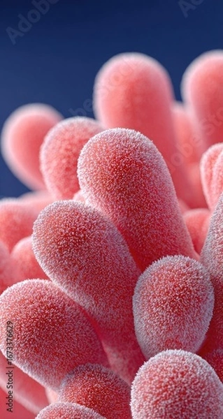 Obraz Close-up of pink, textured, organic forms resembling coral or a microscopic organism