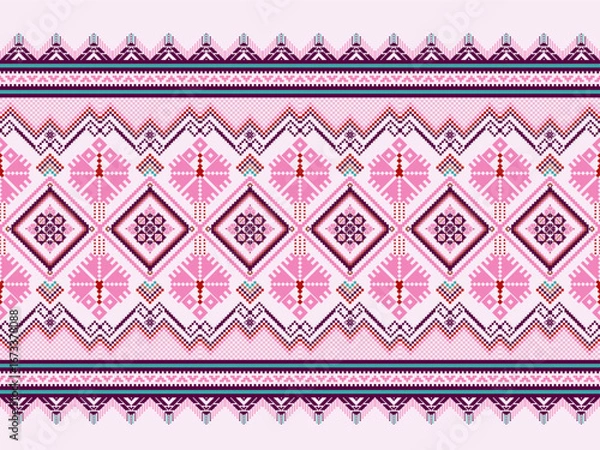 Obraz Abstract Traditional geometric ethnic fabric arabic pattern ornate elements with ethnic patterns design for textiles, rugs, clothing, sarong, scarf, batik, wrap, embroidery, print, curtain, carpet