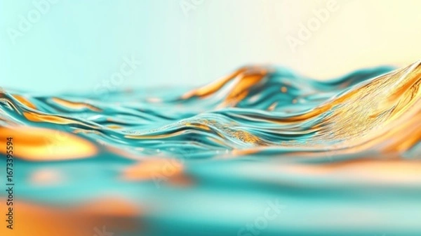 Obraz Abstract teal and gold water wave texture