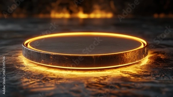 Obraz Fiery, circular platform with warm glow