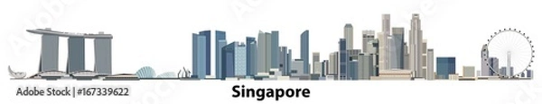 Fototapeta wektor panoramę miasta Singapuru