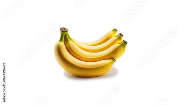 Fototapeta Yellow ripe bananas on the table on a white background isolated. Knitting of bananas.