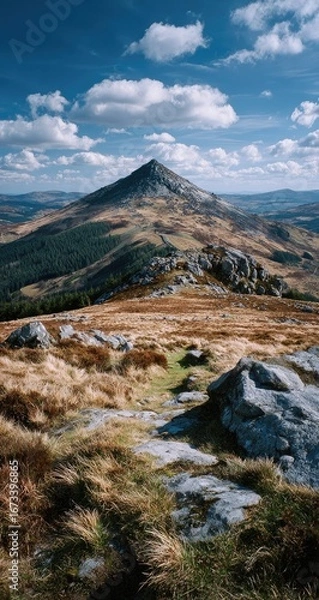 Obraz Majestic Mountain Peak Under Blue Sky and Clouds