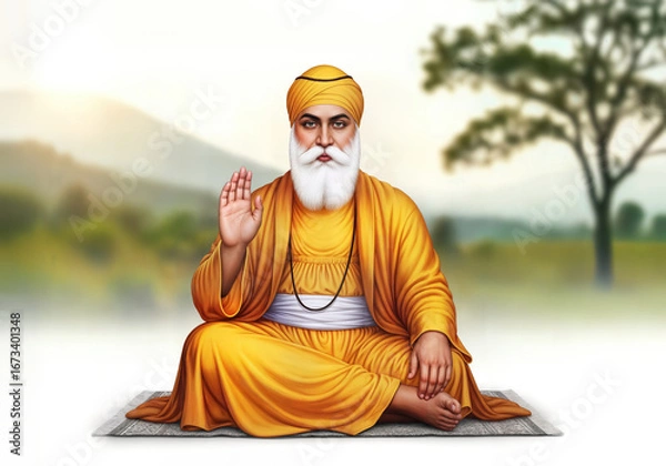 Fototapeta Guru Nanak Jayanti Shri Guru Nanak Dev ji illustration