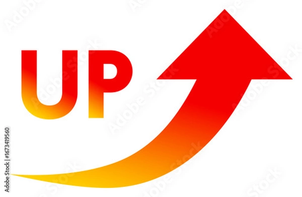 Fototapeta 向上心や上昇を表す上向き矢印とUP文字アイコン
