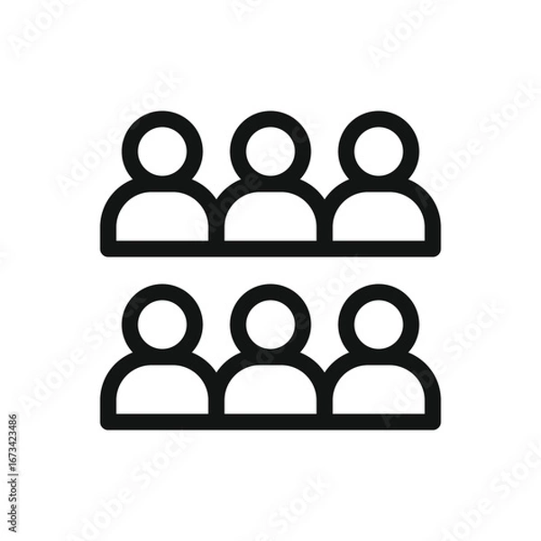 Fototapeta Crowd outline icon, people line vector symbol with editable stroke