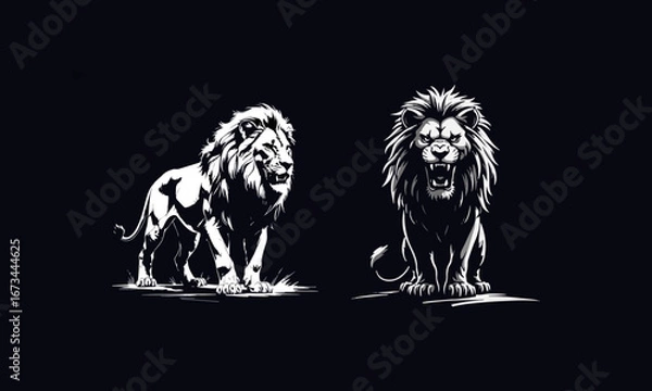 Fototapeta Aggressive Lion Head Vector – Perfect for Tattoos and Logos