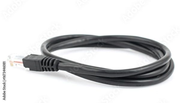 Fototapeta Black ethernet cable coiled
