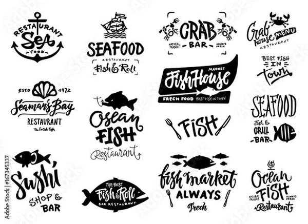 Obraz Seafood icons set