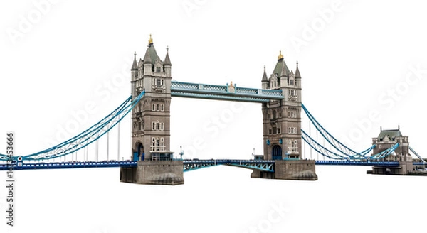 Obraz Detailed architectural model of an iconic Victorian suspension bridge, a famous London landmark, meticulously crafted and presented against a clean white background