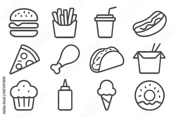 Fototapeta Fast food icons in vector format