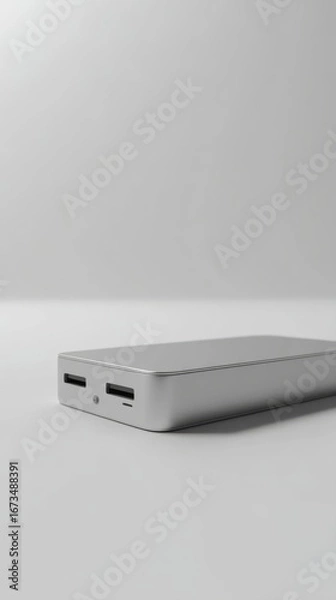 Fototapeta Minimalist communication device with a sleek design and polished surface on a neutral backdrop.
