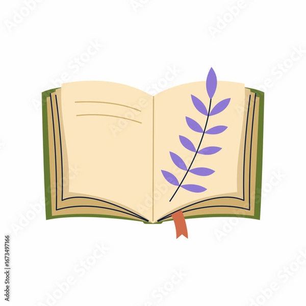 Fototapeta open book on white background. postcard decoration element