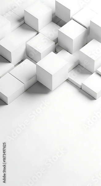 Fototapeta Abstract geometric pattern of white cubes