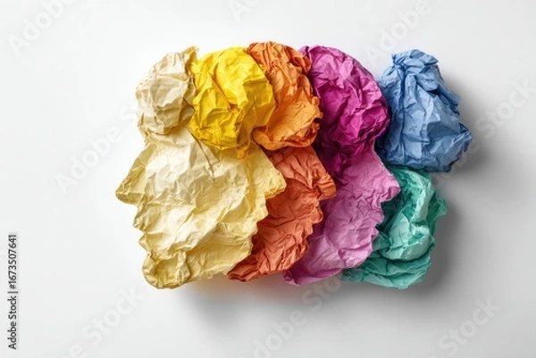 Obraz Colorful crumpled paper profiles