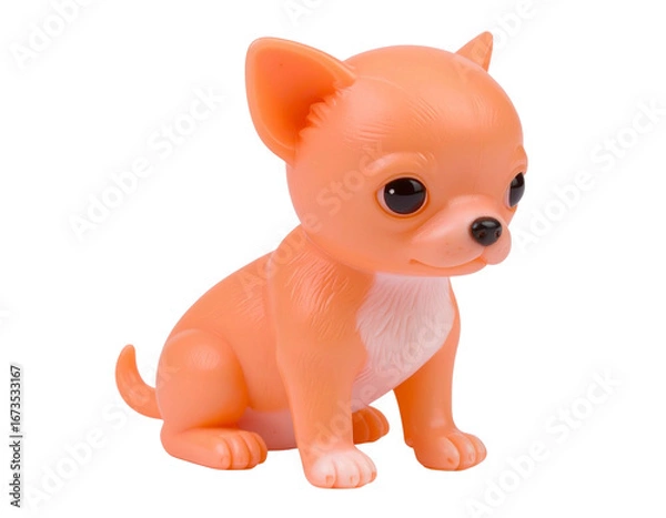 Fototapeta Cute Plastic Chihuahua Puppy Figurine Sitting Pose, Transparent Background PNG