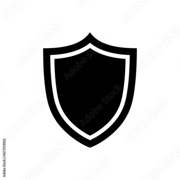 Obraz Simple black shield icon on white background