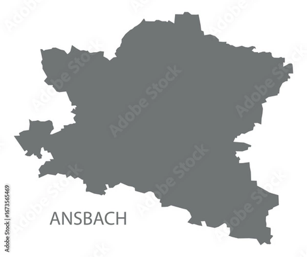 Fototapeta Ansbach city map with boroughs grey illustration silhouette shape